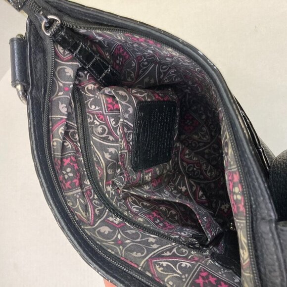 Brighton Peyton Pebbled Leather Crossbody Bag / Purse E077736 Black 12.5"x12" - Picture 15 of 16